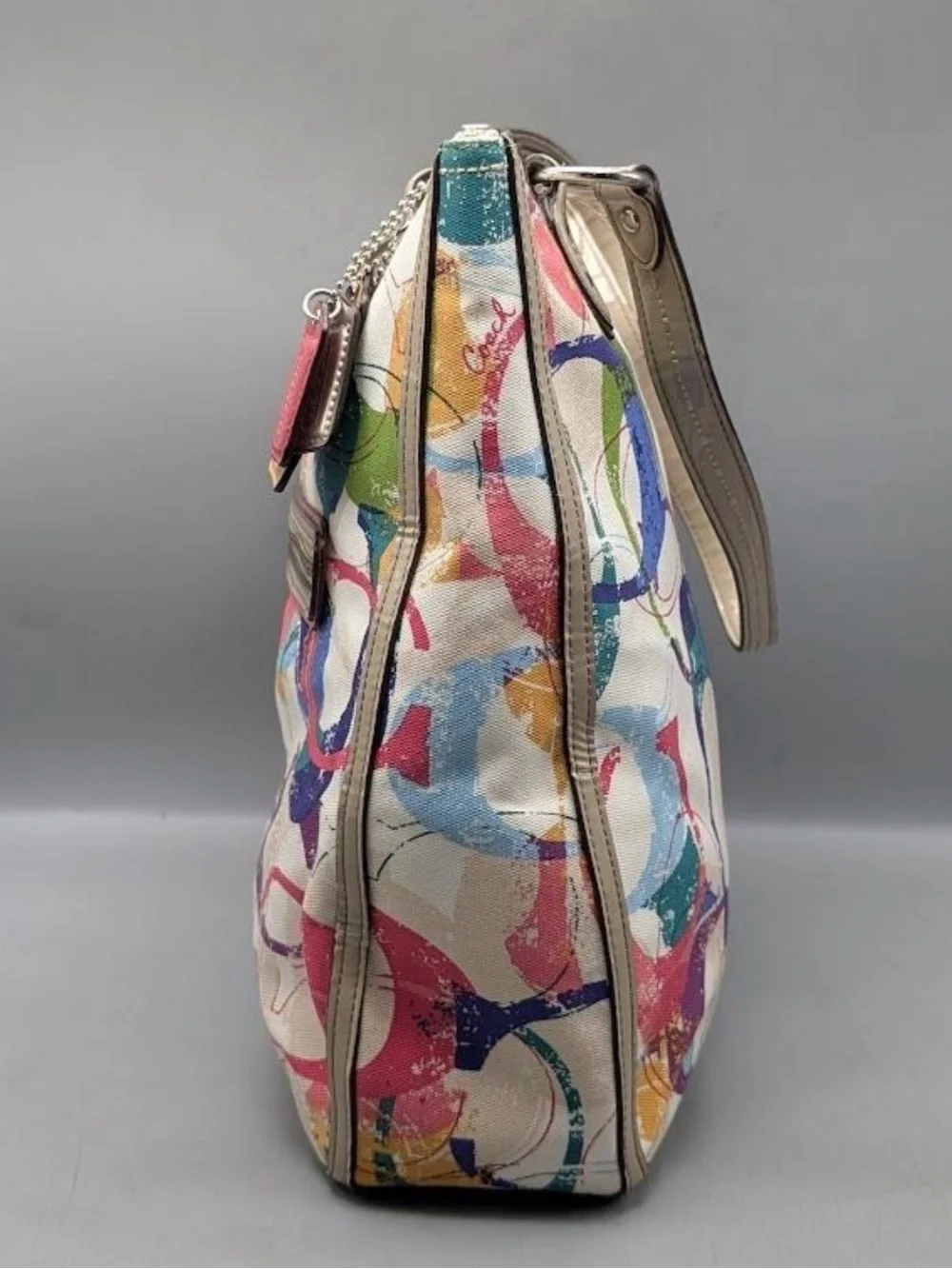Coach Multicolor Poppy Signature Canvas Tote - with C monogram